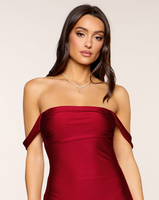 Classics Lover Off-The-Shoulder Satin A-Line Mini Dress