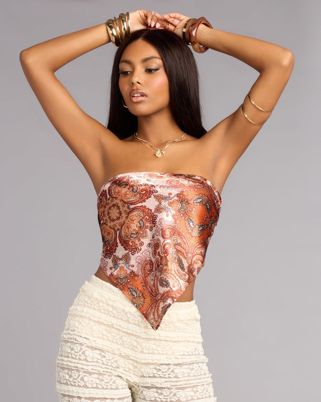 Vintage Heat Satin Paisley Top