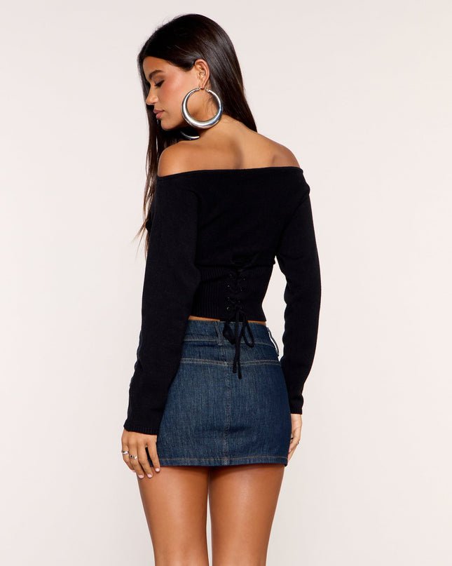 Flip Side Reversible Lace Up Sweater Top