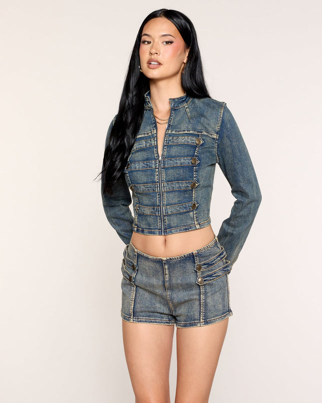 Command Attention Military Denim Jacket