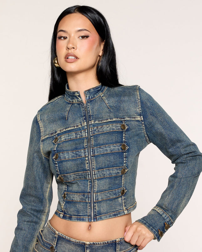 Command Attention Military Denim Jacket