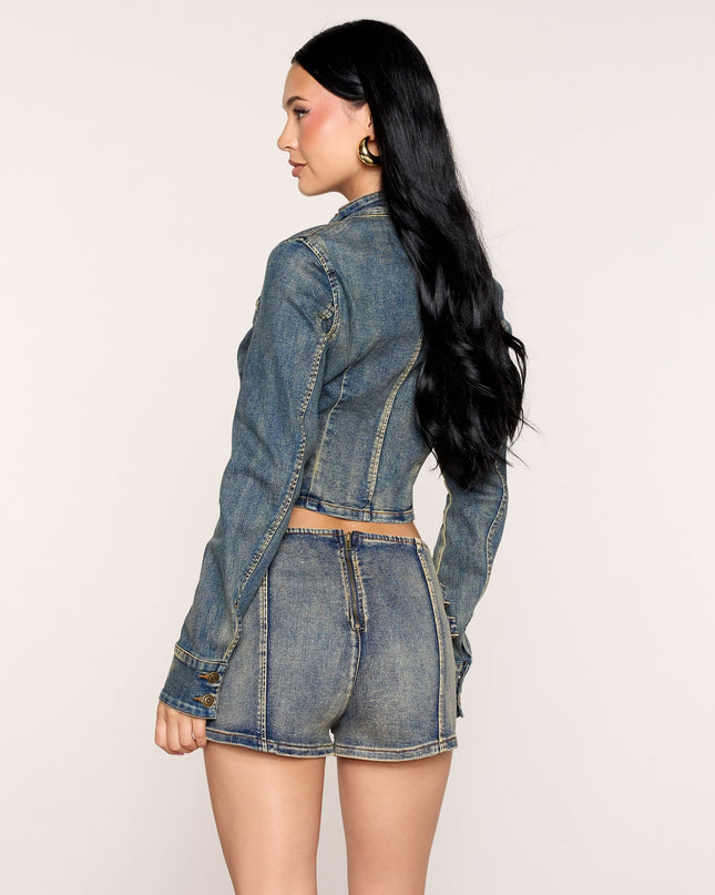 Command Attention Military Denim Jacket