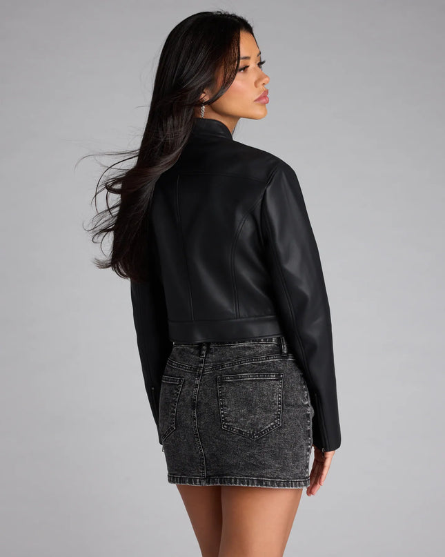 Along For The Ride Faux Leather Biker Jacket