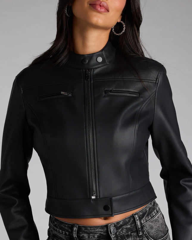 Along For The Ride Faux Leather Biker Jacket