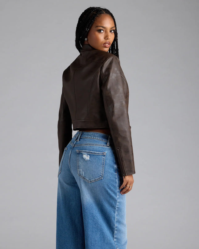 Along For The Ride Faux Leather Biker Jacket