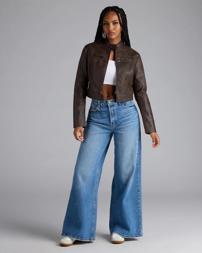 Along For The Ride Faux Leather Biker Jacket