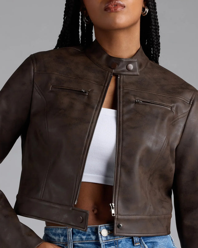 Along For The Ride Faux Leather Biker Jacket