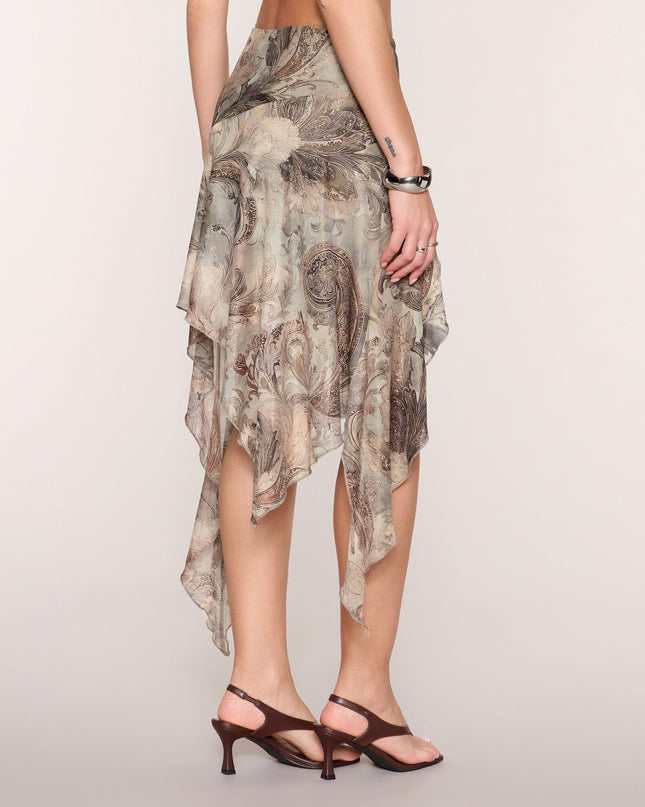 Pattern Crush Paisley Hanky Hem Midi Skirt