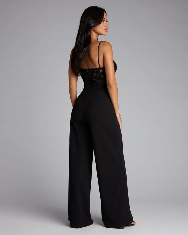 Bare Necessities Floral Applique Corset Jumpsuit