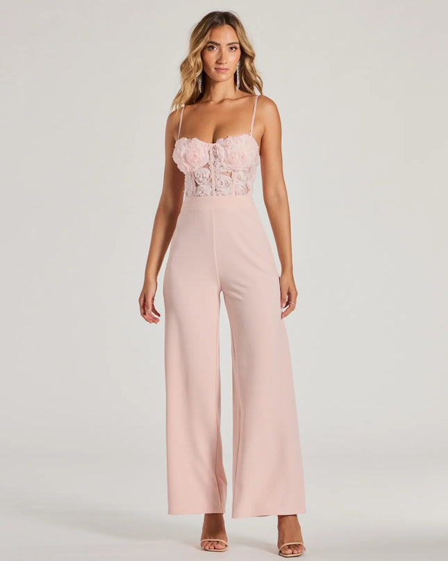 Bare Necessities Floral Applique Corset Jumpsuit