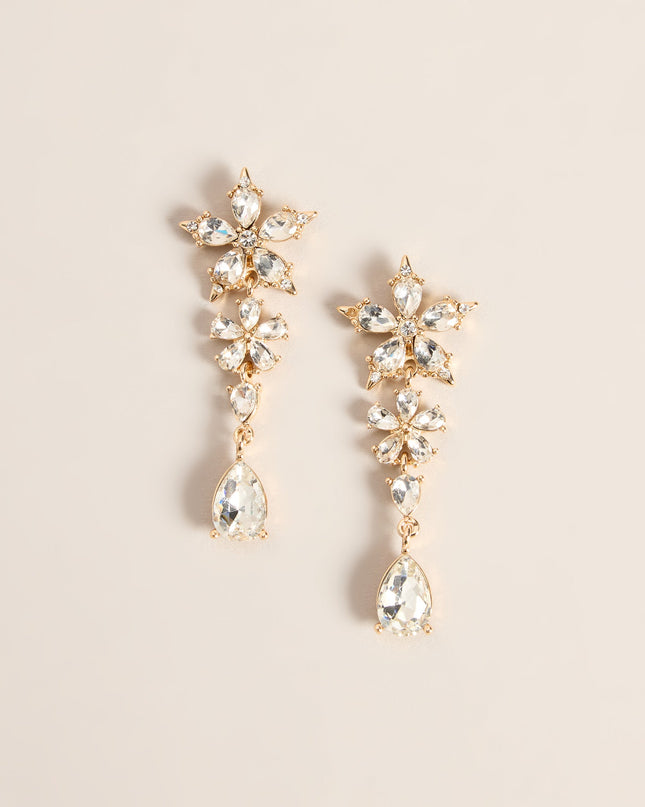 Crystal Bloom Linear Drop Earrings