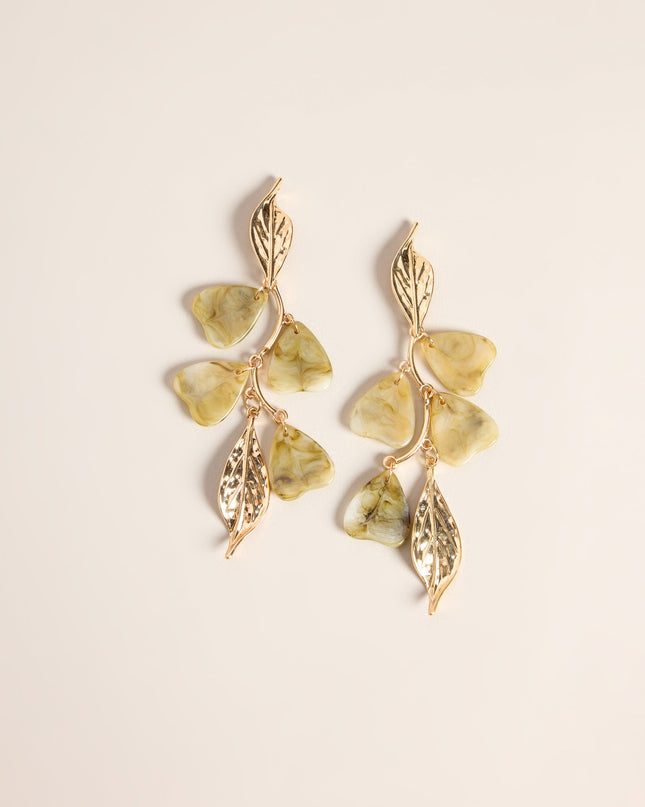 Branching Out Resin Leaf Linear Earrings