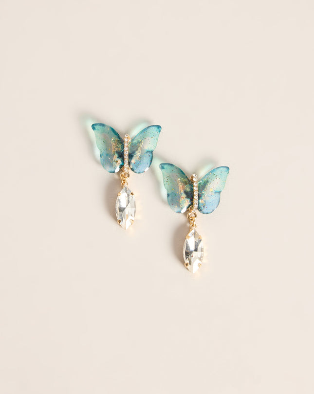 Flutter Effect Butterfly Rhinestone Drop Earrings