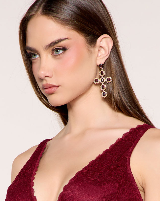 Cross My Heart Gemstone Statement Drop Earrings