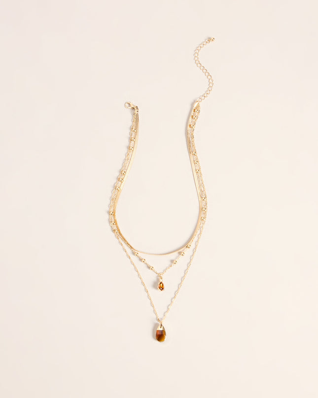 Amber Hour Layered Stone Necklace