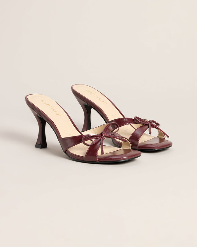 Bow On Cue Patent Kitten Heel Mules