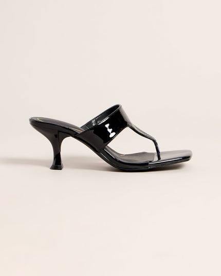 Sleek Step Patent Thong Kitten Heels