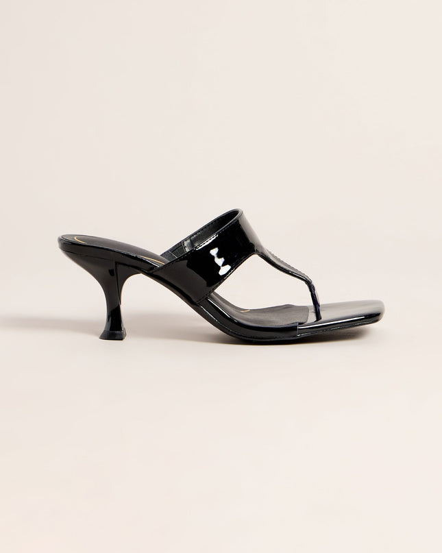 Sleek Step Patent Thong Kitten Heels