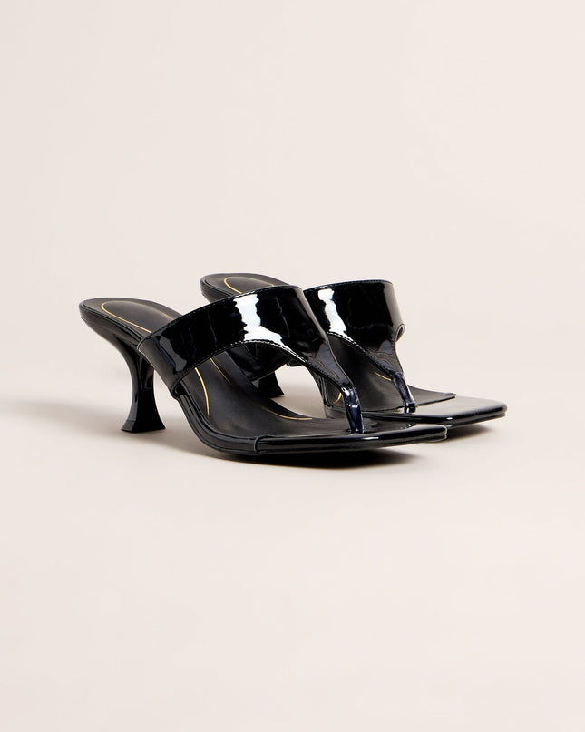 Sleek Step Patent Thong Kitten Heels