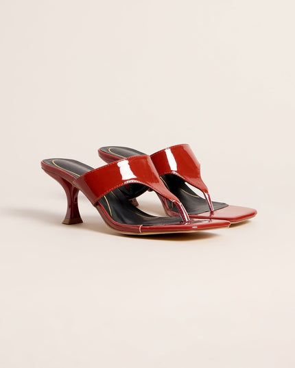 Sleek Step Patent Thong Kitten Heels