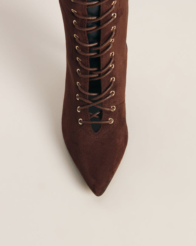 Lace Me Up Suede Stiletto Boots