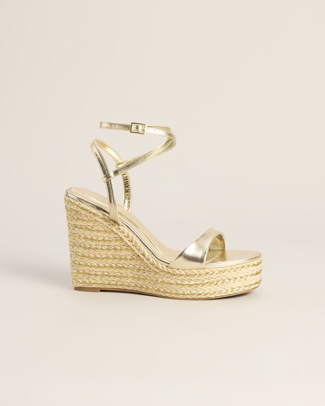 Chic On Arrival Metallic Espadrille Wedges